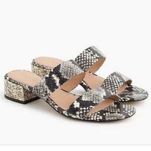 J. CREW double strap Snakeskin Sparkle Block Heel Slip Sandal Size 9.5